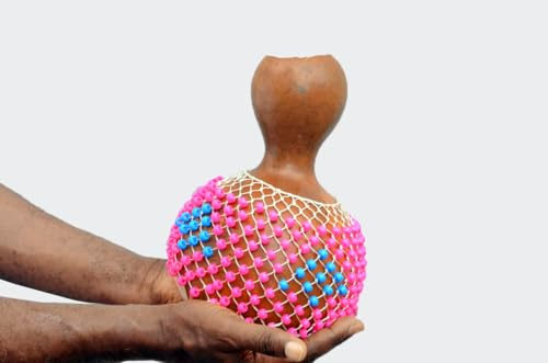 Small Shekere - African Musical Instrument, Beaded Maracas, Percussion Shaker from Nigeria