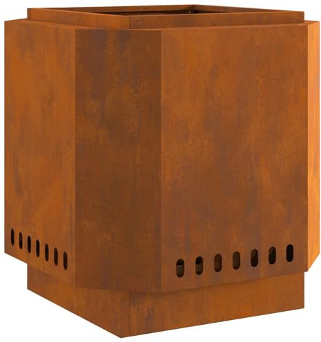 vidaXL Focolare Rustico in Acciaio Resistente alle Intemperie per Uso Esterno | Grande Capacità di Tronchi Durevole Materiale Resistente al Calore Forma Quadrata Ritrovi in Cortile Ideale per Inverno