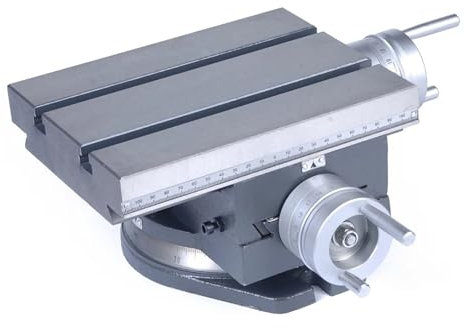 Fresadora taladradora giratoria Mesa de trabajo de Mesa de trabajo con mesa de deslizamiento transversal for fresadora y taladro giratorio de 225 x 175 mm con regla y recorrido XY de 105 x 90 mm.