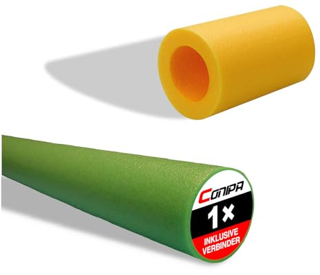 Conipa® - 1 Stück Schwimmnudel (160 x 6 cm) für Kinder & Erwachsene OPTIONAL mit 1 x Loch-VERBINDER (Schaumstoff) - Poolnudel Set ab 3-10 Jahre (Made IN Europe) - Pool Wassernudel & Spielzeug