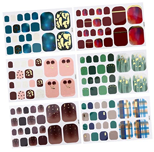 PACKOVE Adesivi per Unghie dei Piedi 6 Set, Decorazione Creativa, Facili da Applicare, per Manicure dei Piedi Stili multipli
