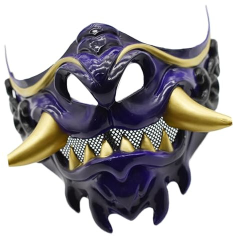 Limtula Costume de diable samouraïs pour bal masqué et Halloween Demi-visage japonais pour fête carnaval