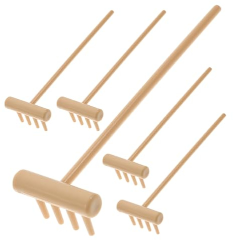 UKCOCO Mini-râteaux Zen Et Micro-râteaux De Table pour Contemplation Et Bricolage, Lot De 6 Pièces en Plastique Jaune, Outils Décoratifs Compacts pour Bac à Sable Zen Et Art Paysager Intérieur