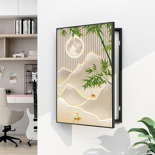 Cache Compteur Electrique, Mural Peinture Décorative De Boîte De Compteur Électrique Cachée, Armoire De Couverture De Boîte À Fusibles Amovible Créative(Black 2,50 * 70cm/19.7 * 27.5in)