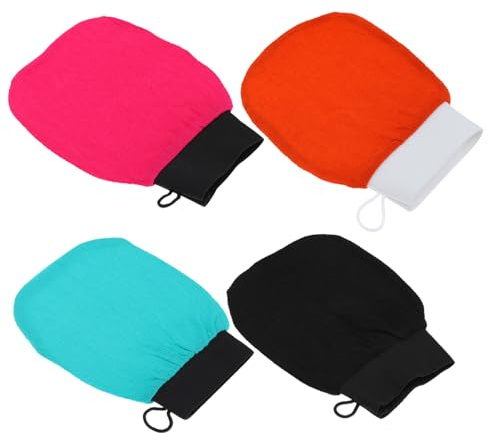 CLISPEED 4pcs Bath Skin Scrubber Mitts Exfoliating Gloves Deep Cleaning Shower Tool for Household Use Comfortable Material Removes Dead Skin and Promotes Circulation Random Color