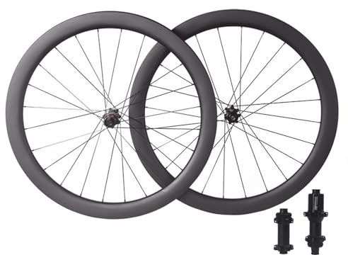 38/45/50/60 Mm Carbon-Rennrad-Laufradsatz 700C Scheibenbremse Steckachse Boost-Laufräder Vorder- Und Hinterräder 24-Loch-Naben(Black hub,50mm)