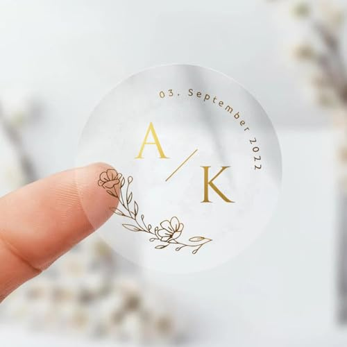 100 Stück Runde, Transparente, Personalisierte Aufkleber Für Hochzeitsgeschenketiketten, Individuell Gestaltbarer Name Und Datum, Wasserfeste Aufkleber Für Einladungsumschläge