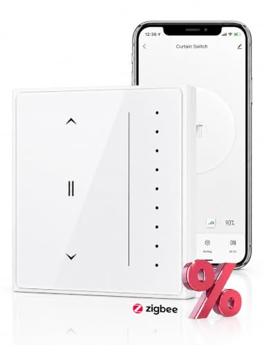 MOES Zigbee Interrupteur de volet roulant intelligent | Encastré, réglage en Pourcentage, Minuterie, compatible Alexa/Google, Fil neutre requis