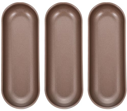 LIFKOME Moule à Hot-dogs 3 Pièces Antiadhésif, Long, en Métal Résistant, Compatible Four, pour Cuisson Maison, Moule à Pâtisserie pour Toasts et Pains Salés, Facile à Nettoyer