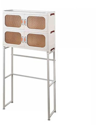Över Toalettförvaringshyllan, Toalettställ Med Dubbla Dörrar, Vit Tvättmaskinsförvaring Lätt Att Montera, For Tvätttoalett(70 x 28 x 157cm)