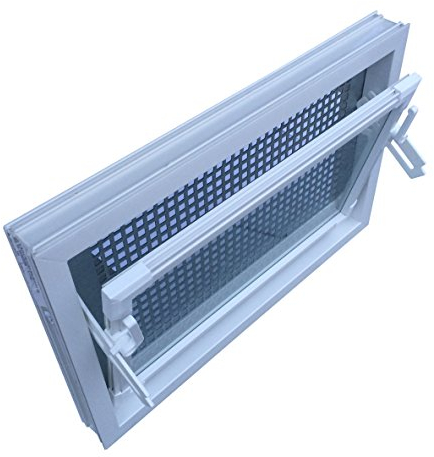 Kellerfenster weiss 100 x 60 cm Isolierglas 3.3 mit Schutzgitter, incl. Pollenschutzgewebe, 4 Fensterbauschrauben