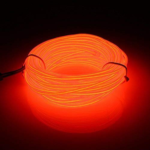 Kmruazre EL-Draht, Flexible Neonlichter Tragbare Batteriebetriebene Elektrolumineszenz Hohe Helligkeit für Weihnachten Party Dekoration Hochzeitskneipe (3m/9ft,Orange)