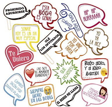 Atrezzo Photocall Frases Graciosas 100x100 cm | Atrezzos Decorativos para Photocalls | Accesorios Divertidos | Complementos para photocall | Set para Bodas, Fiestas, Eventos | Artículos Decorativos
