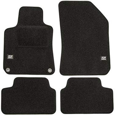 J&J Automotive | Velours Fußmatten mit Logo Autotepiche Passend Für 308 2014-2021, rutschfeste Untregrund, Verstärkt Im Pedalbereich, Schwarz