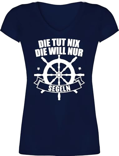 Shirtracer - T-Shirt Damen V Ausschnitt - Die TUT nix. Die Will nur segeln