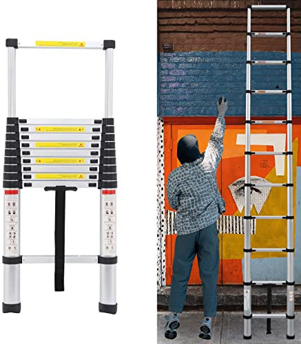 Aluminum Telescoping Ladder Multi-Purpose Telescopic Extension Heavy Duty Compact Ladder Non Slip for Industrial Household Daily or Emergency Use - 330 lbs Capacity (Size : 3.2M/10.5FT)