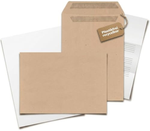 KK Verpackungen Versandtaschen DIN C5 162x229 mm | 50 Stück, Braun 90 g/m² | Selbstklebend ohne Fenster | Blickdicht für DIN A4