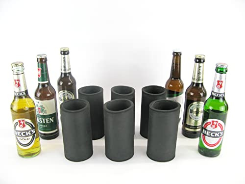 asiahouse24 Raffreddatore per bevande – Raffreddatore per bottiglie di birra standard da 0,33 l e 0,5 l (set da 6 refrigeratori per bottiglie da 0,33 l, nero, bottiglia lunga da 0,33 l)