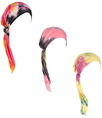 Förknuten ”Chemo”-huvudscarf, skydd för hjässan, keps, för kvinnor, lång stil, 3-pack, one size