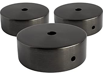 AMARCORDS - 3 Baldachin rosetten aus Metall, Farbe GUNMETAL, Lampengehäuse komplett mit Kabelklemmenzubehör, Schrauben und Deckenhalterung. Durchmesser 77 mm, Höhe 26 mm