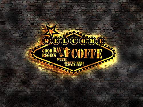 3D No Blechschild Welcome Coffee Shop Good Day Kaffee Cafe Diner retro geprägt no Neon sign Neonreklame Tattoo Buch Firma Blechschild Leuchtschild Wandsticker Leuchtbild Neonreklame Neon sign