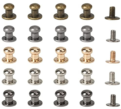 Massive Nieten 100 Stück Stud Button Rivet Button 6x8 mm Bronze Leder Nieten Knopfniete Chicago Schrauben Nieten Leder Runde Kopf Nagel Nieten Kopfnieten Mit Schraubverschluss Für DIY Lederhandwerk