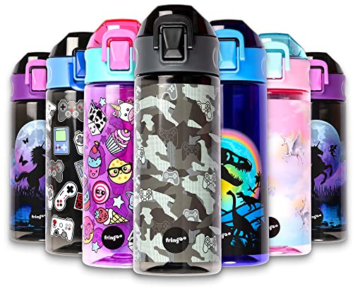 fringoo - Camo Gamepad - BPA Free Water Bottles - Pink Straw Water Bottle - Reusable Water Bottle - 600ml / 20 Oz