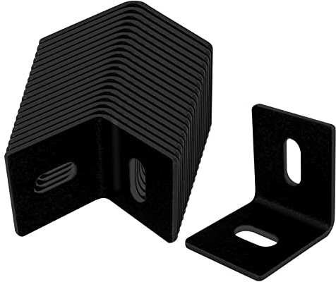 TSSS 20 PCS Black Slidable Bracket Corner Braces, 46 x 40mm Steel L Right Angle Bracket, Max Load 50KG