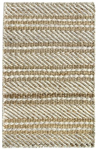 HAMID - Alfombra Yute Lana Olivia, Alfombra Lana y Yute, Tejida a Mano Tejida para Salon, Dormitorio, Sala de Estar, Blanco Natural, (40x60cm)