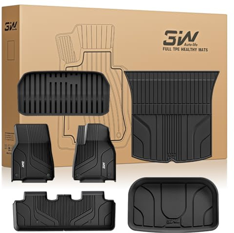 3W Floor Mats & Boot Liner Fit for Tesla Model Y 2021-2024 (Not for Juniper), Thorex™ Pet Friendly All Weather Floor Liner Boot Mats, Heavy Duty Waterproof Easy Clean Tesla Accessories