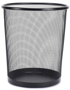 URFEDA Corbeille à Papier Métallique, Corbeille à Papier Bureau, Poubelle en Treillis Métallique Design Moderne Organisateur pour Bureau, Chambre, Cuisine, Salle de Bain, Hauteur 27cm Ø23,5, Noir