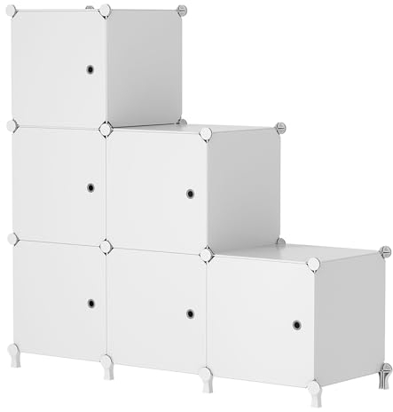 AWTATOS Steckregal 6 Würfel Aufbewahrungssystem Kombiregale mit Türen Regal Würfel DIY Multifunktional Regalsystem Regal Modular Für Wohnzimmer, Schlafzimmer, Bad weiße ULPZ043