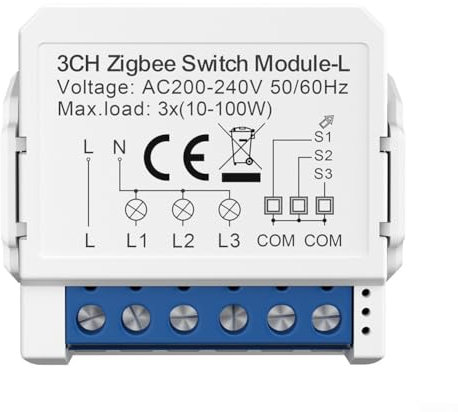 Mini interruptor de luz inteligente DIY Breaker Module, interruptor WiFi AC/DC controlado por Smart Life/Tuya App, sin cable neutro, control de 2 vías para Tuya para Zigbee (3 bandas)