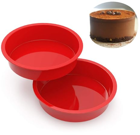 yenlk 2pcs Silicone Cake Tins for Baking, 6 Inch Round Cake Moulds Cake Baking Pan NonStick & Quick Release Baking Tins Baking Tray for Cake,Muffins, Puddings, Bread