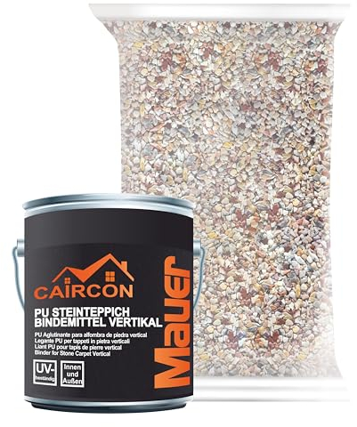 Steinteppich Set Vertikal für Wand Treppe Sockel Innen & Außen 25kg Arabescato Orobico + 3kg PU Binder - Bunt 1-4mm