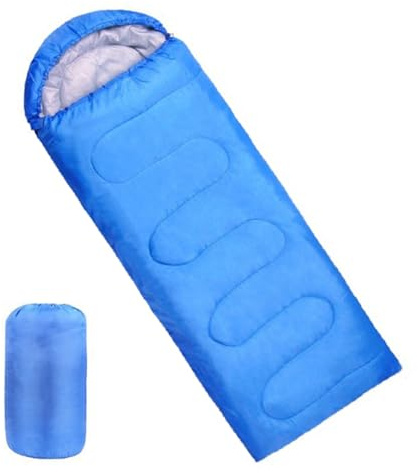 SOUUXIU Ultraleichter Schlafsack für Rucksackreisen, Fach für Erwachsene, 170T-Umschlag, 4 Jahreszeiten, mit Kapuze, für Reisen, schmutzabweisend, geräumig und bequem, warm und Winddicht
