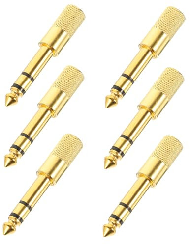 Hoement 6pcs Stereo Adapter Male to Female Headphone Jack Adapter Stable Transmission for Amplifiers Guitars