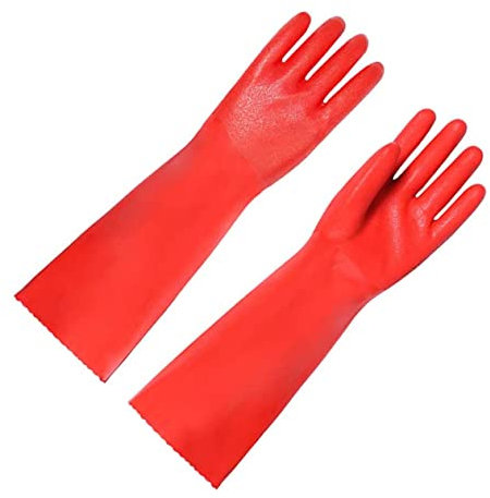 Healvian 1pair Non-slip Dishwashing Gloves Thicken Kitchen Cleaning Gloves for Daily Use Red Comfortable Reusable Household for Washing Dishes Laundry and Pet Care