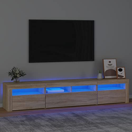 IKAYAA Mobile Porta TV con LED 210 cm Moderno Armadio per TV Supporto TV per Soggiorno o Salotto-Rovere sonoma-210 x 35 x 40 cm
