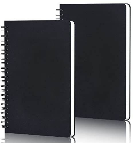 Yarotm Notizbuch A5 Kariert - 2 Stück Spiralblock Notebooks 14x21cm - 100g/m² Kariert 5x5mm Notizblock A5-60 Blatt/120 Seiten Notizheft A5 Spiralbindung - Schwarz Collegeblock Tagebuch