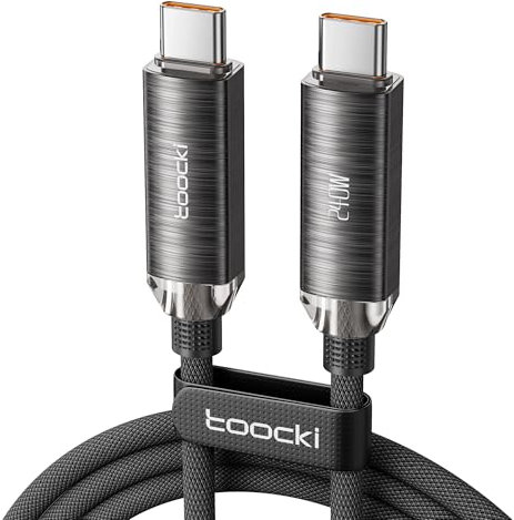 toocki Câble USB C vers USB C 240W PD3.1, Cable USB C Charge Rapide Tressé en Nylon, Compatible avec Samsung S25 S24 iPhone 17 Pro Max/16/16 Pro Max/15 Série MacBook iPad Google Pixel (2M, noir)