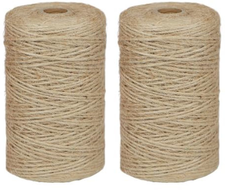 DXRPO Corde de jute naturelle - 1 mm x 200 m x 2 - Corde en sisal - Corde de jardin - Corde de chanvre - Résistant à la déchirure - Pour bricolage, arbre à chat, artisanat, jardinage, décoration