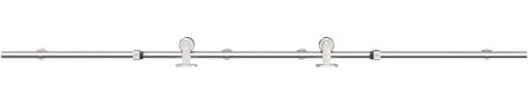 vidaXL Schiebetür-Beschlagsatz 183 cm Edelstahl Silbern, Schiebetür-Beschlag, Schiebetür-Rolle, Schiebetür-System, Schiebetür-Schiene