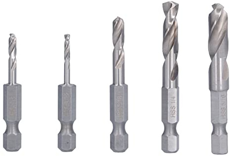Yosoo Health Gear 5-teiliges Bohrer Set, Schnellarbeitsstahl, Sechskantschaft, Kurz, für Schnellen Wechsel