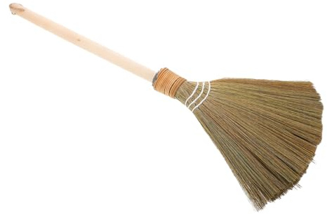 HOOTNEE Natural Straw Whisk Broom with Detachable Handle, Large 74cm Bamboo Household Soft Bristles Cleaning Brush, Boys and Girls’ Family Dust Sweeping Tool for Indoor and Outdoor Use