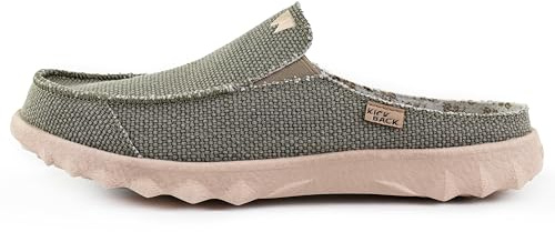 Kickback Chaise Classic Men’s Backless Mules – Casual Slip-On Canvas Clogs for Men – Comfortable Indoor & Outdoor Summer, Beach and Travel Shoes with Anti‑Slip Sole - Khaki, UK 11