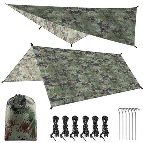 Tarp De Camping Bâche portable ultralégère for camping en plein air, abri solaire de survie, multifonctionnel, imperméable, auvent de plage, tapis de tente de plage, abri contre la pluie(300CM X 300CM