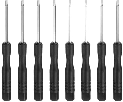 sourcing map Lot de 8 mini tournevis SL1.5 à tête plate en acier carbone de 4,6 cm de long avec poignée ergonomique pour réparation de bricolage, noir