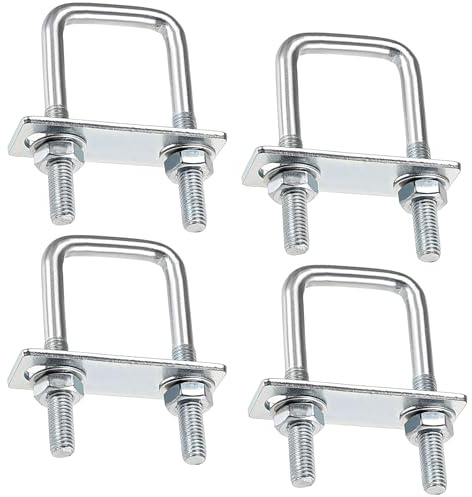 LEPEVNEY 4 juegos de pernos en U cuadrados M8 de 35 mm de ancho interior de 80 mm de longitud con tuercas, placas y arandelas, junta para automóviles, remolque, esquí, barco, pesca, barco, tuberías