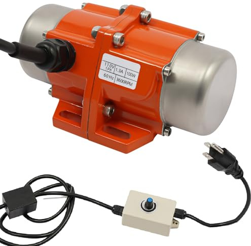 60W Concrete Vibrator Vibration Screen with Speed Controller, 3600RPM Waterproof Vibrating Motor, 110V AC Single Phase Power Concrete Vibrators for Shaker Table (60, Watts)